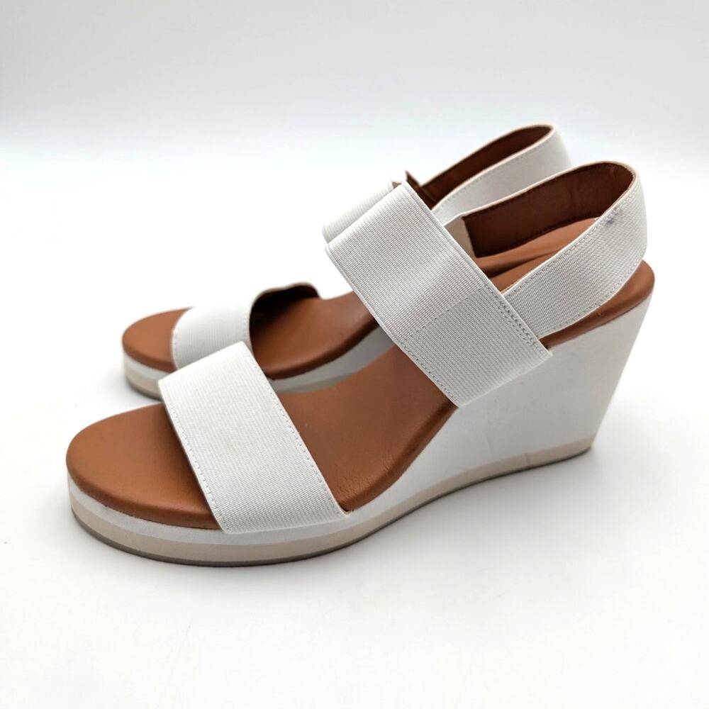 André Assous Nikola Slingback Platform Wedge Sandals Women's White Sz US8M EU38